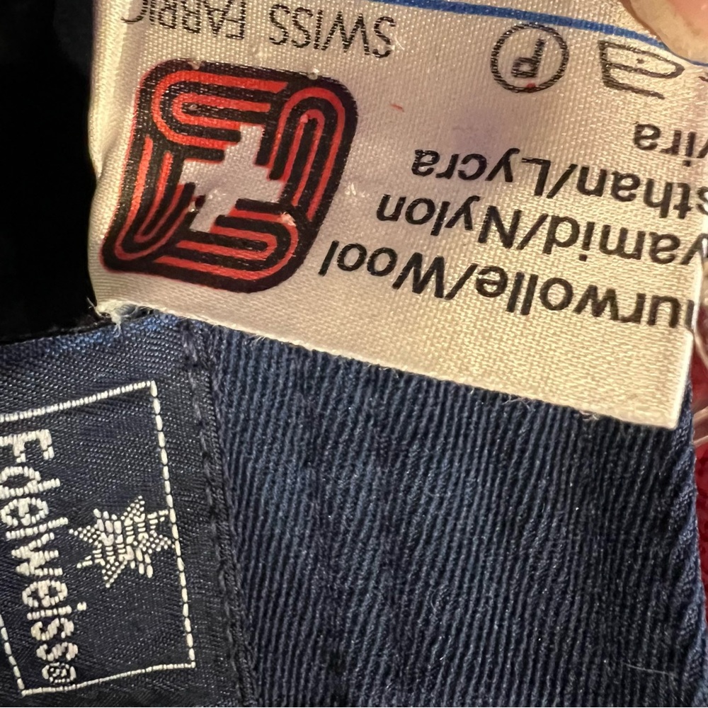 VTG Edelweiss Schoeller Switzerland Snow pants Stirrup 2 Navy Wool Blend Stretch - Picture 9 of 16